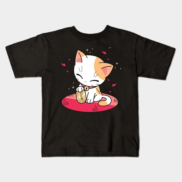 Maneki-Neko Kids T-Shirt by Alien cat